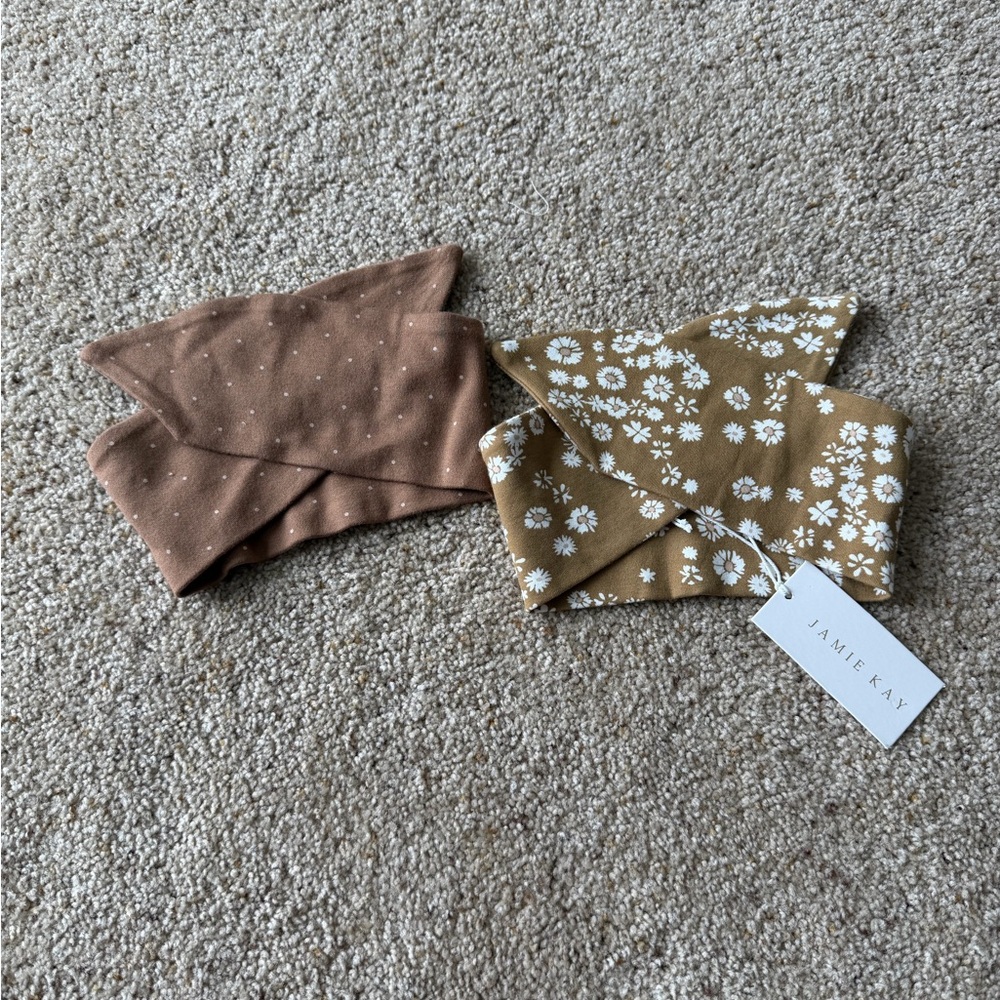Jamie Kay Brown Floral & Polka Dot Headband Set
